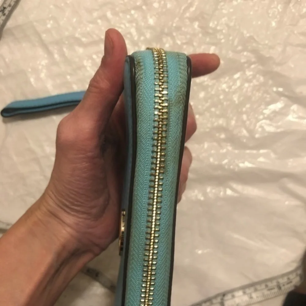 Michael kors blue leather clutch wristlet wallet bag
